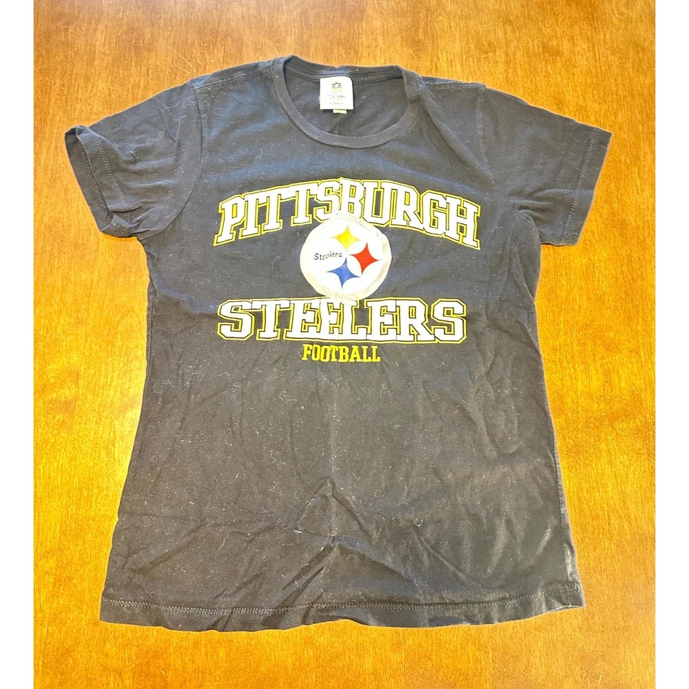 Pittsburgh Steelers Shirt Women Large Black NFL Team Apparel Cotton Short Sleeve